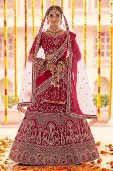 Bridal Red Color Zarkan Work Lehenga Choli With Soft Net Dupatta
