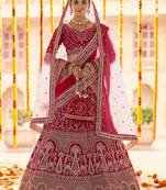 Bridal Red Color Zarkan Work Lehenga Choli With Soft Net Dupatta