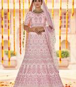 pink Color plain & Sequins Work Lehenga Choli Net Dupatta