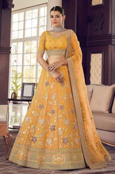 Yellow Color organza Base lehenga Choli With Soft Net Dupatta