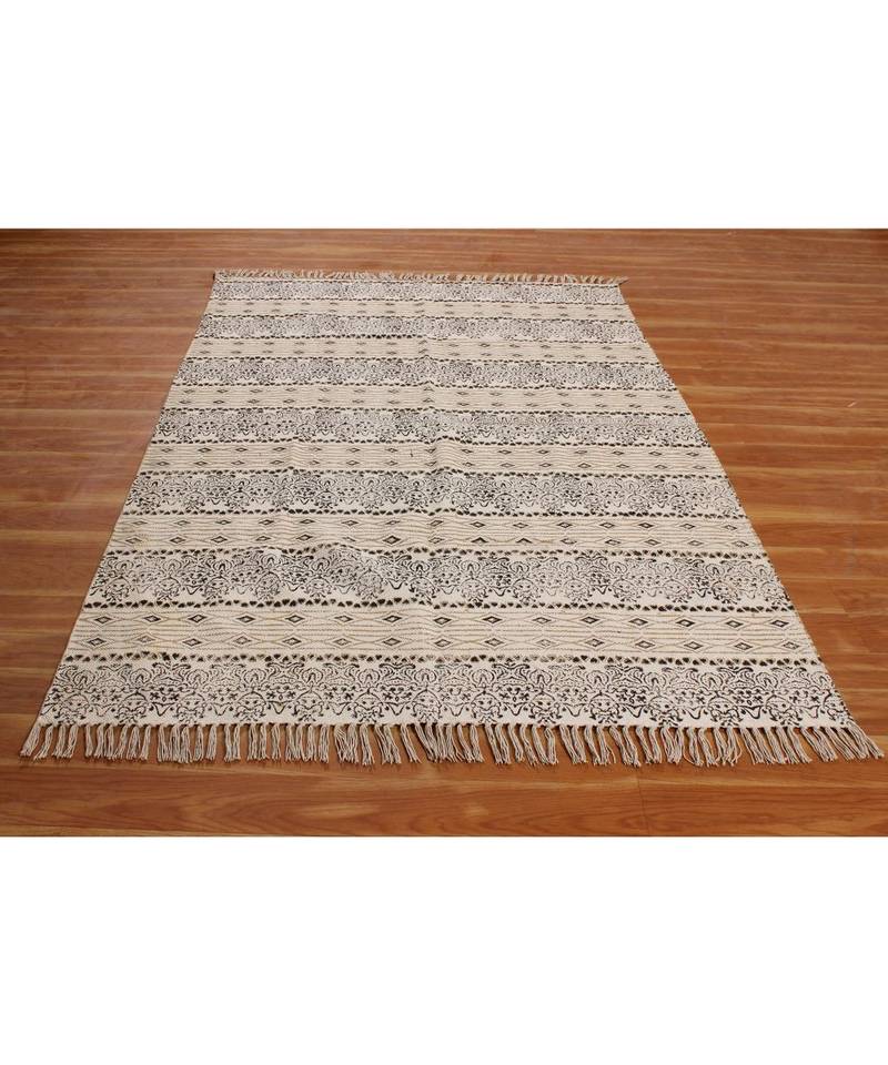 7x10 Ft Handmade Area Rug Cotton Dhurrie Hand Woven Indoor Office/Home Decor Rug.