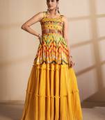 Mustard Color Gota Work Long Lehenga Choli With Dupatta Set