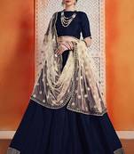 Navy blue Color Art Silk Lehenga Choli Dupatta