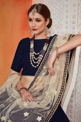 Navy blue Color Art Silk Lehenga Choli Dupatta 2