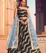 Glamorous party wear black art silk lehenga choli