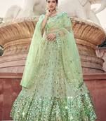 Pastel green color soft net base sequins work lehenga choli