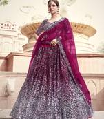 fabulous wine color soft net base sequins work lehenga choli
