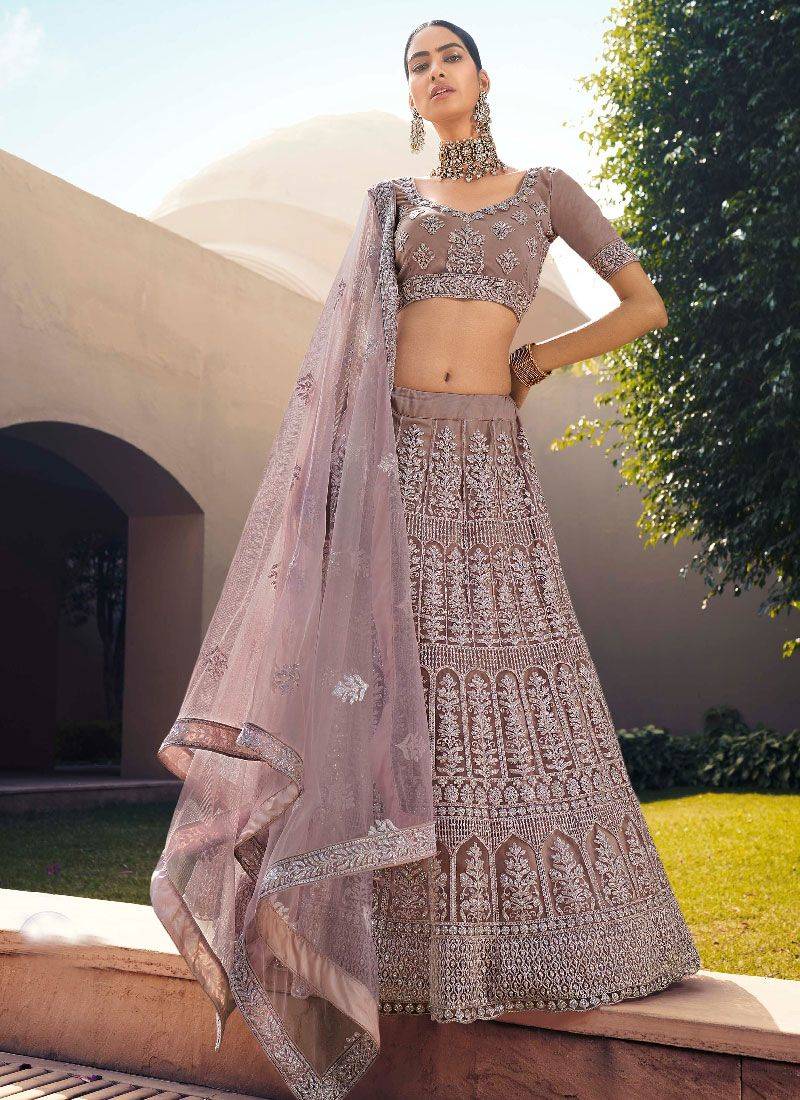 marvelous mauve colored soft net base stylish lehenga choli