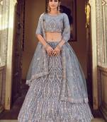 grey Color Soft Net Material plain And Sequins Work Lehenga Choli