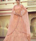 peach Color Sequins And Zari Work Wedding Wear Lehenga Choli