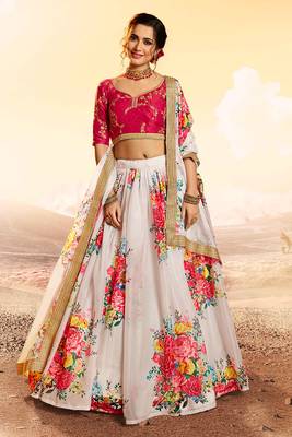Fabulous white color organza base printed lehenga choli 1