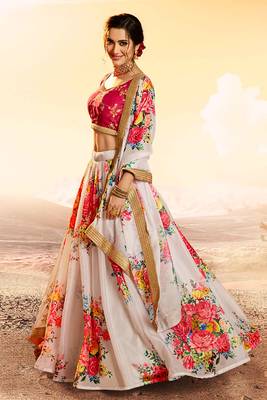 Fabulous white color organza base printed lehenga choli 2
