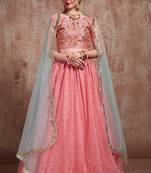 Glossy pink Color Soft Net Base With Sequins Work Lehenga Choli
