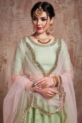 Fabulous Light green Color Soft Net Base Lehenga Choli Set 3