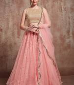 Elegant Baby pink Color Soft Net base Flared Lehenga Choli