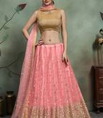 Beautiful Baby pink Color Soft Net Base Sequins Work Lehenga Choli