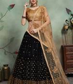 Mind-Blowing Black Color Soft Net Base Sequins Work Designer Lehenga Choli