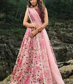 Glamorous Multi-Colored Soft Net Base Designer Flared Lehenga Choli