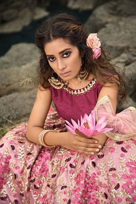 Glamorous Multi-Colored Soft Net Base Designer Flared Lehenga Choli 3