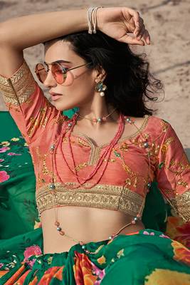 Rama green Colored Partywear Crop Top Umbrella Lehenga Choli 3