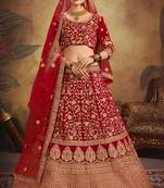 Bridalwear Red Colored Velvet Base Heavy embroidered Designer Lehenga Choli