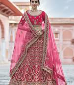 pink Color Velvet Fabric Zari And plain Work Lehenga Choli