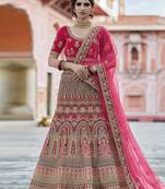 Velvet Fabric pink Color Zari And Sequins Work Lehenga Choli