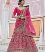 Wedding Wear pink Color Sequins And Dori Work Lehenga