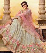 Decent cream color resham work bridesmaid lehenga choli
