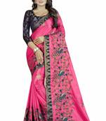 Embroidered Fashion Paper Silk Saree With Blouse Piece