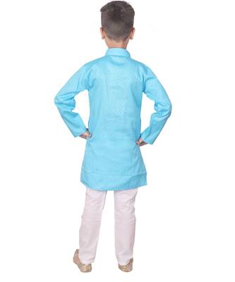 Firozi Self Design Cotton Boys Kurta Pajama Set 2