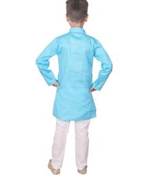 Firozi Self Design Cotton Boys Kurta Pajama Set