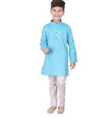 Firozi Self Design Cotton Boys Kurta Pajama Set