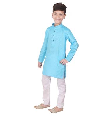 Firozi Self Design Cotton Boys Kurta Pajama Set 3