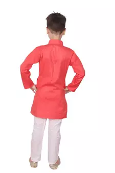 Gajiri Self Design Cotton Boys Kurta Pajama Set