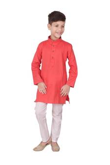 Gajiri Self Design Cotton Boys Kurta Pajama Set