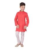 Gajiri Self Design Cotton Boys Kurta Pajama Set