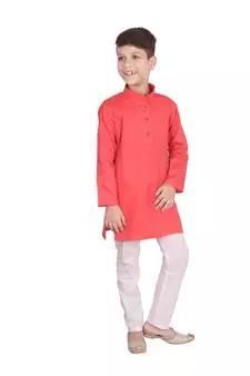 Gajiri Self Design Cotton Boys Kurta Pajama Set