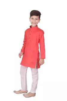 Gajiri Self Design Cotton Boys Kurta Pajama Set