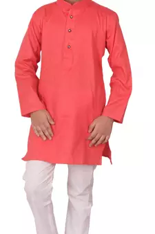 Gajiri Self Design Cotton Boys Kurta Pajama Set