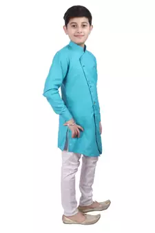 Firozi Cotton Boys Cut Kurta Pajama Set