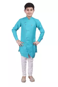 Firozi Cotton Boys Cut Kurta Pajama Set