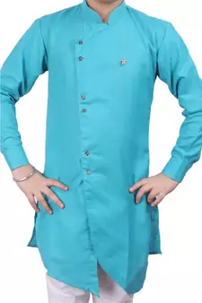 Firozi Cotton Boys Cut Kurta Pajama Set
