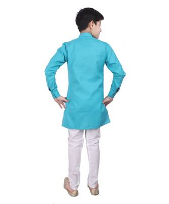 Firozi Cotton Boys Cut Kurta Pajama Set 5