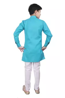 Firozi Cotton Boys Cut Kurta Pajama Set