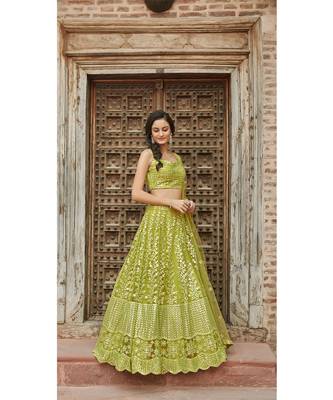 Wedding Designer Pista Organza Lehenga Choli 2