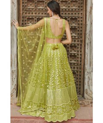 Wedding Designer Pista Organza Lehenga Choli 3
