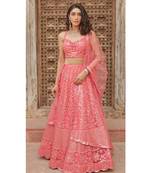 Wedding Designer Pink Organza Lehenga Choli