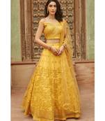 Wedding Designer Yellow Organza Lehenga Choli