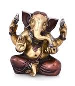 CraftVatika Jolly Ganesha Brass Idol-Hindu Good Luck God Ganesh idol -Elephant God oF Success Ganesh Sculpture